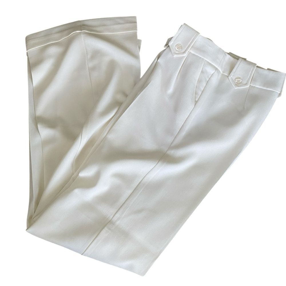 Women's Long Elegant Legs Ivory White Wide-Leg Pants Size 4 - Picture 4 of 7